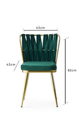 Set 4 scaune Kuşaklı - 206 V4, Auriu - Verde, 43x43x82 cm