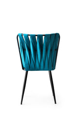 Set 2 scaune Kuşaklı - 228 V2, Negru - Albastru, 43x43x82 cm