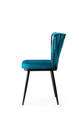 Set 4 scaune Kuşaklı - 228 V4, Negru - Albastru, 43x43x82 cm