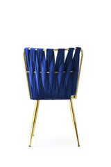 Set 2 scaune Kuşaklı - 209 V2, Auriu - Bleumarin, 43x43x82 cm