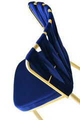 Set 4 scaune Kuşaklı - 209 V4, Auriu - Bleumarin, 43x43x82 cm