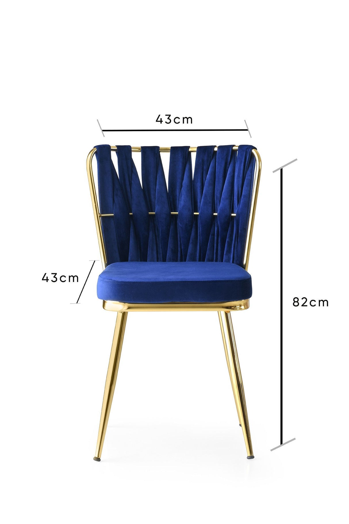 Set 4 scaune Kuşaklı - 209 V4, Auriu - Bleumarin, 43x43x82 cm