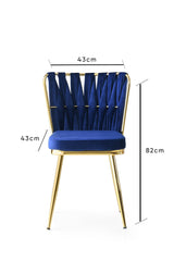 Set 4 scaune Kuşaklı - 209 V4, Auriu - Bleumarin, 43x43x82 cm