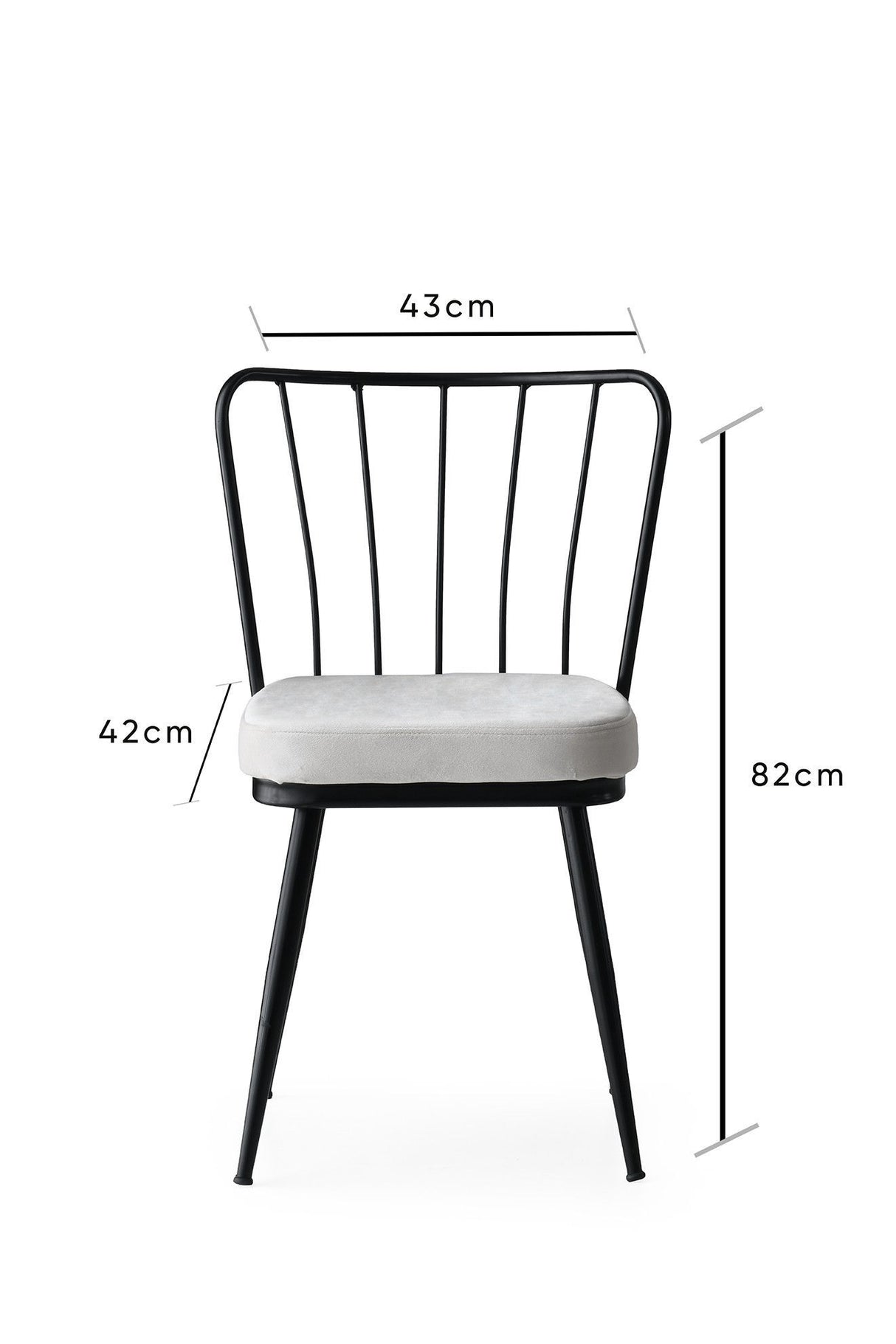Set 2 scaune Yıldız -940 V2, Negru, 43x42x82 cm