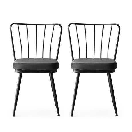 Set 2 scaune Yıldız - 942 V2, Negru, 43x42x82 cm