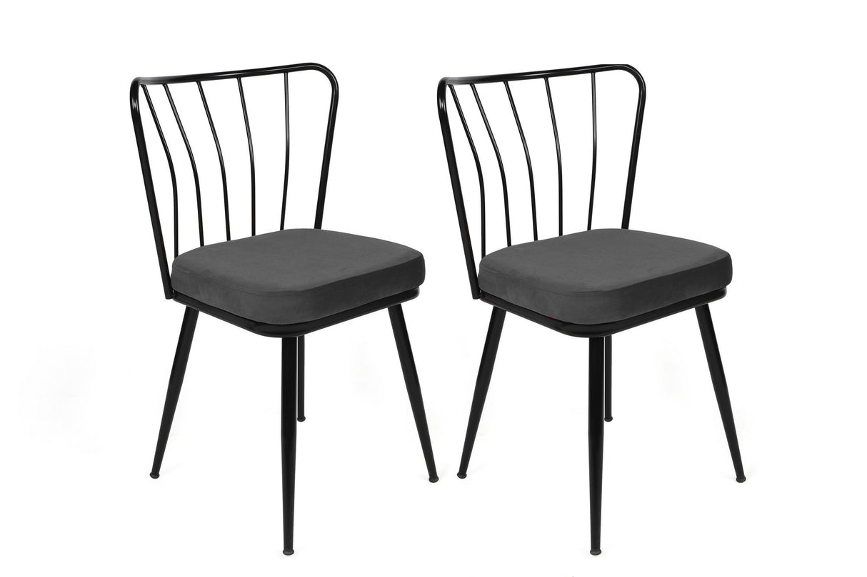 Set 2 scaune Yıldız - 942 V2, Negru, 43x42x82 cm