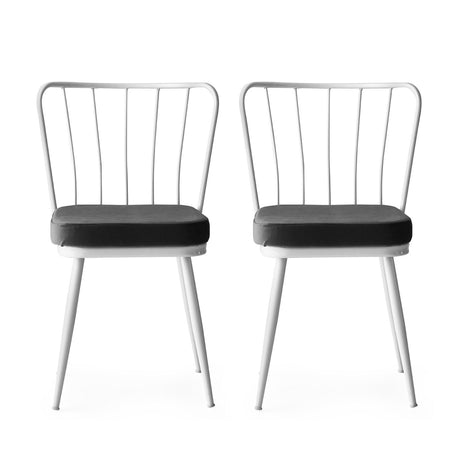 Set 2 scaune Yıldız - 962 V2, Alb, 43x42x82 cm