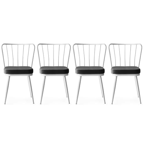 Set 4 scaune Yıldız - 962 V4, Alb, 43x42x82 cm