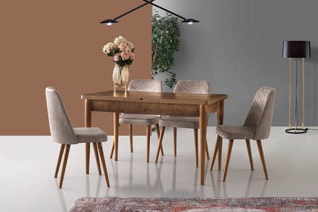Set 2 scaune Dallas 555 V2, Nuc - Bej, 50x49x90 cm