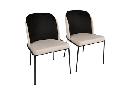 Set 2 scaune Dore 145 V2, Negru - Crem, 54x55x86 cm