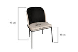 Set 2 scaune Dore 145 V2, Negru - Crem, 54x55x86 cm