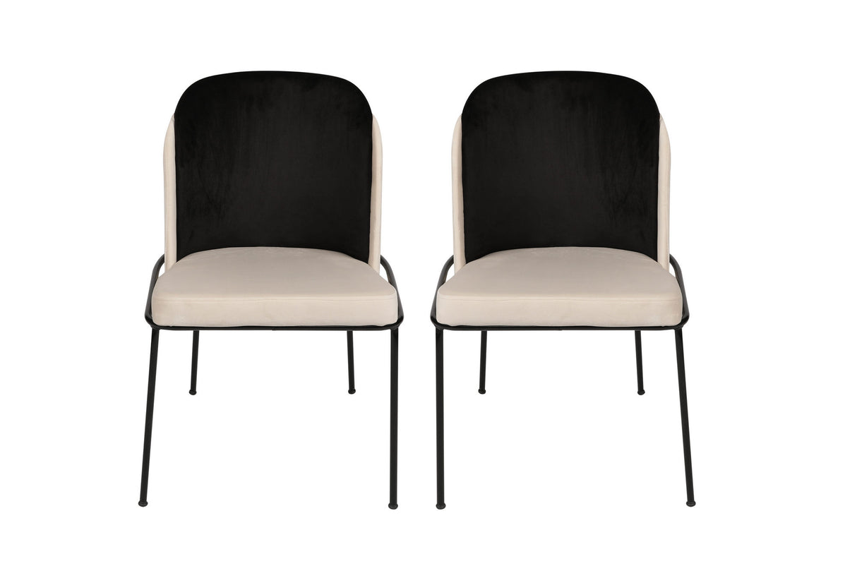 Set 2 scaune Dore 145 V2, Negru - Crem, 54x55x86 cm
