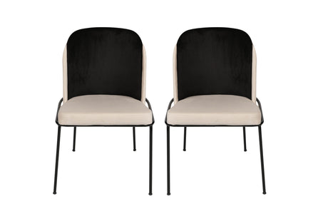 Set 2 scaune Dore 145 V2, Negru - Crem, 54x55x86 cm