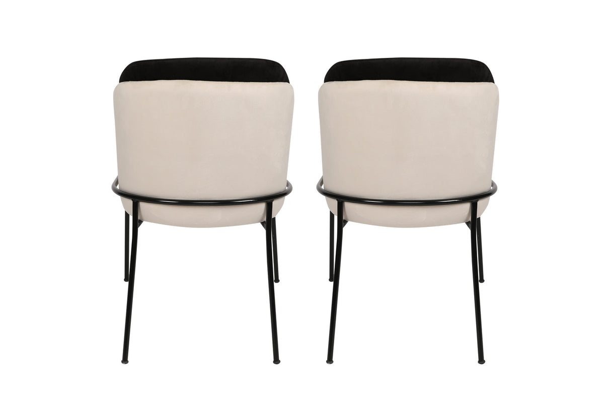 Set 2 scaune Dore 145 V2, Negru - Crem, 54x55x86 cm