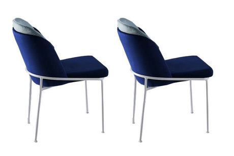 Set 2 scaune Dore 182 V2, Albastru închis - Alb, 54x55x86 cm