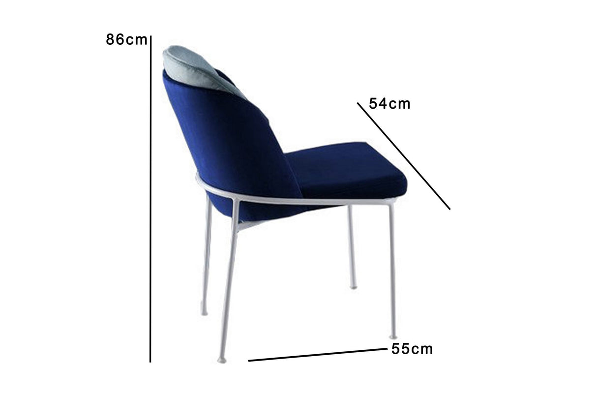 Set 2 scaune Dore 182 V2, Albastru închis - Alb, 54x55x86 cm