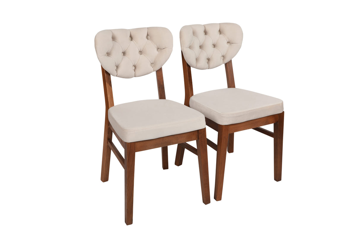 Set 2 scaune Elma 760 V2, Nuc - Bej, 42x44x86 cm