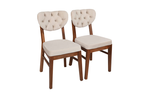 Set 2 scaune Elma 760 V2, Nuc - Bej, 42x44x86 cm
