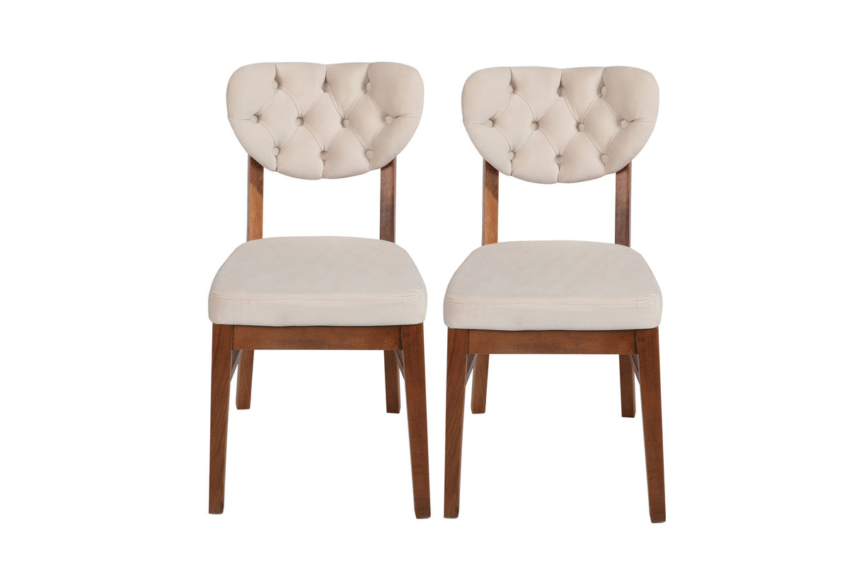 Set 2 scaune Elma 760 V2, Nuc - Bej, 42x44x86 cm