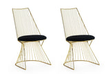 Set 2 scaune Kugu 262 V2, Auriu - Negru, 44x44x84 cm