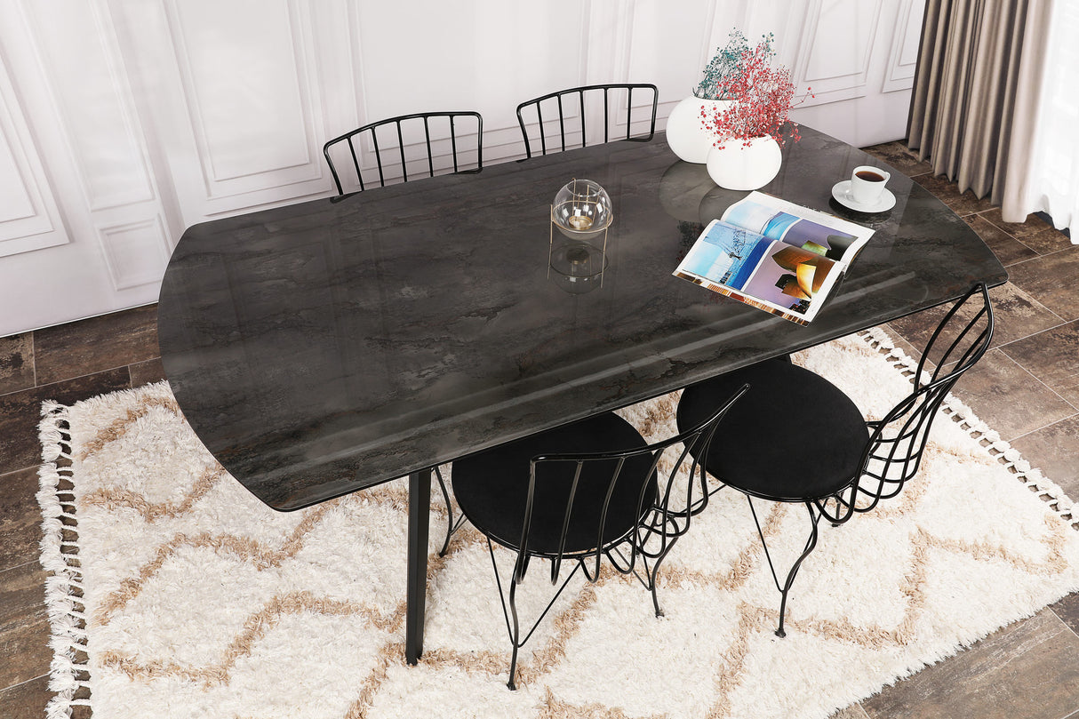 Set 2 scaune Lale 172, Negru, 44x44x84 cm