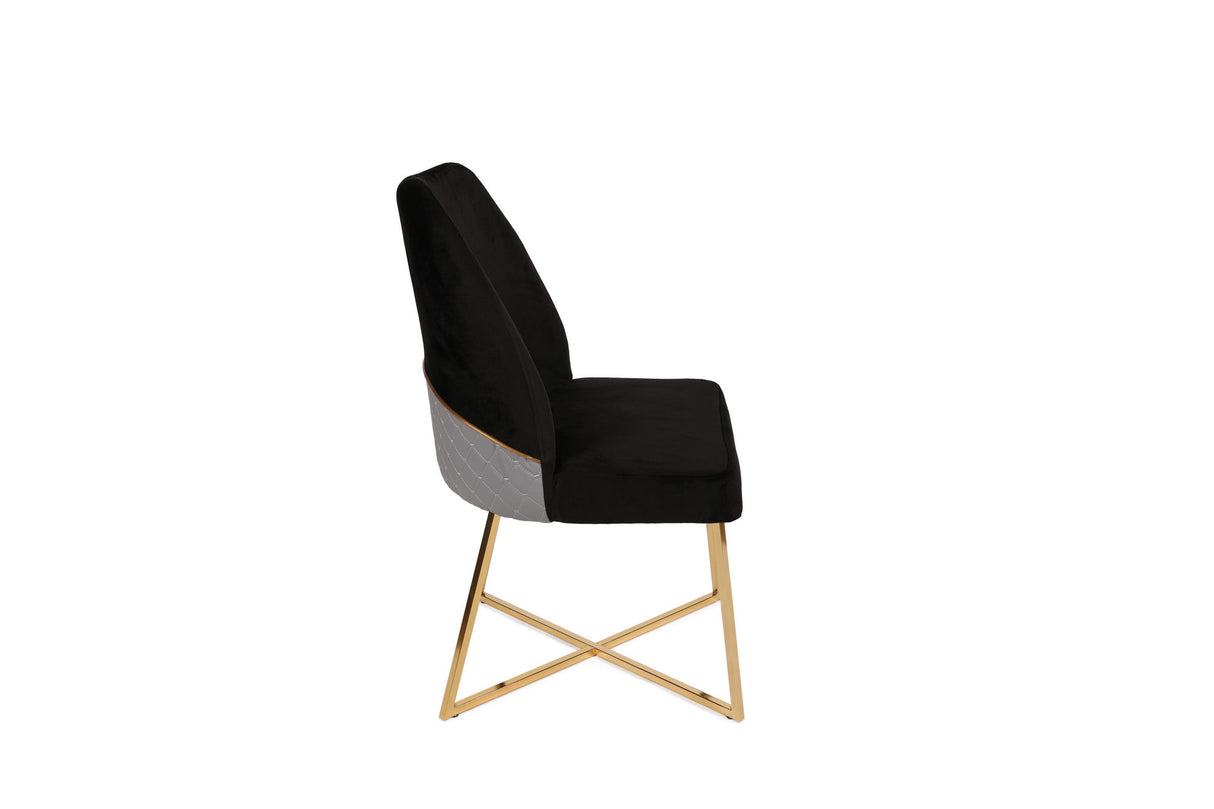Set 2 scaune Madrid 911 V2, Auriu - Negru, 50x49x90 cm