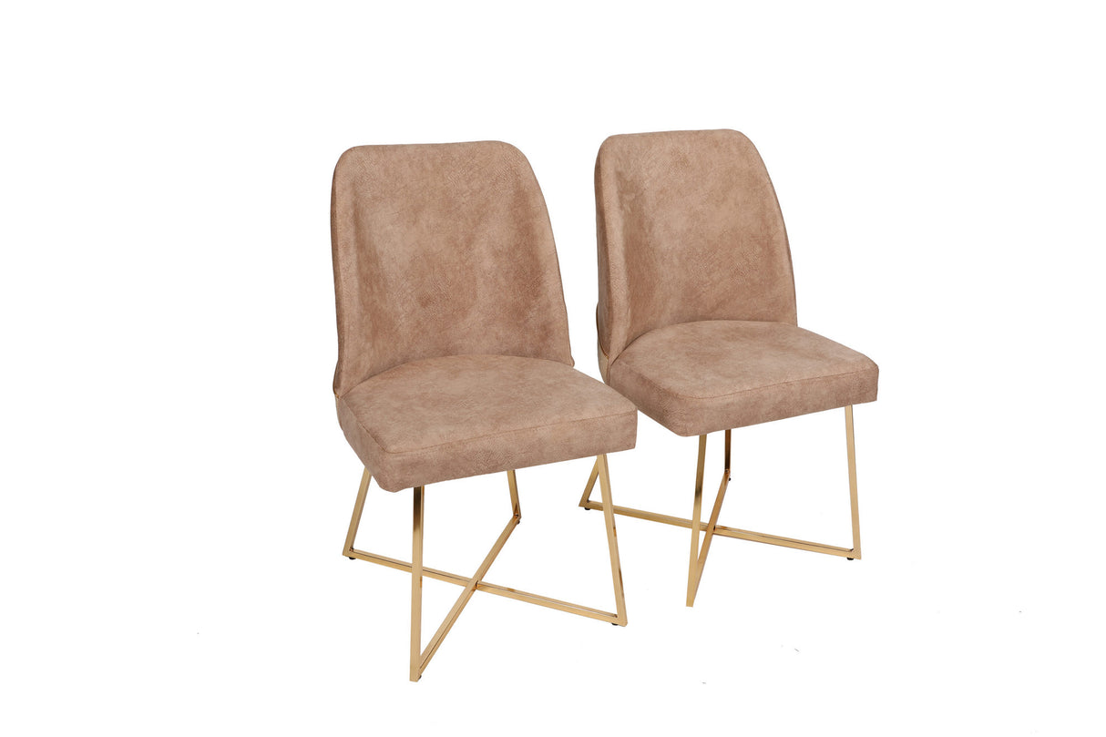 Set 2 scaune Madrid 913 V2, Auriu - Maro, 50x49x90 cm