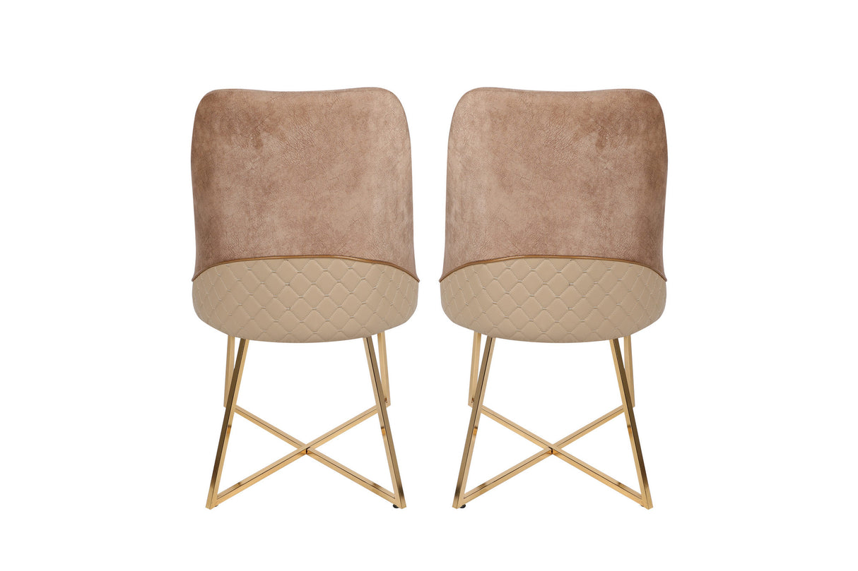 Set 2 scaune Madrid 913 V2, Auriu - Maro, 50x49x90 cm