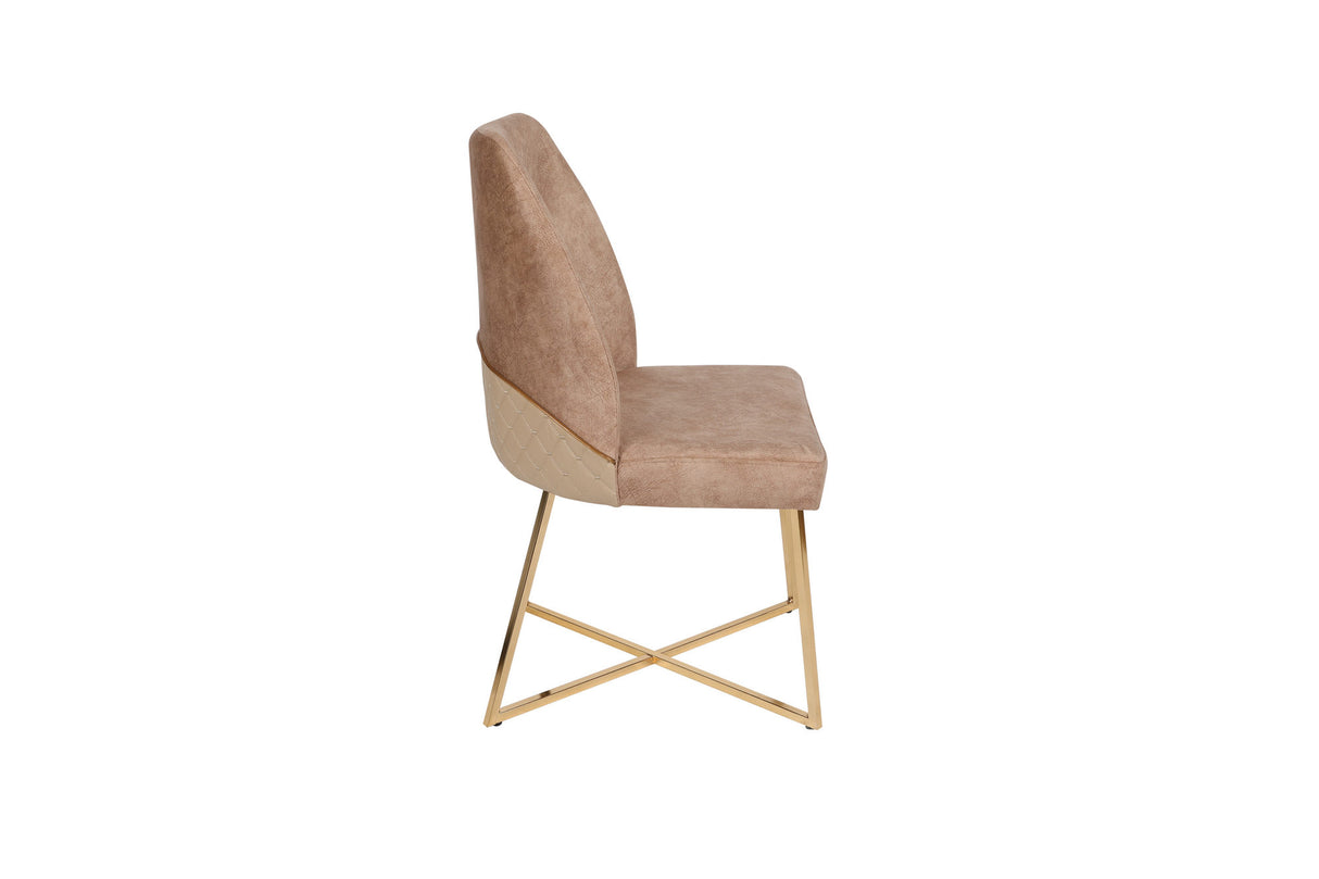 Set 2 scaune Madrid 913 V2, Auriu - Maro, 50x49x90 cm