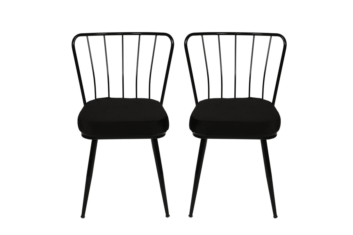 Set 2 scaune Yıldız 943 V2, Negru, 43x42x82 cm
