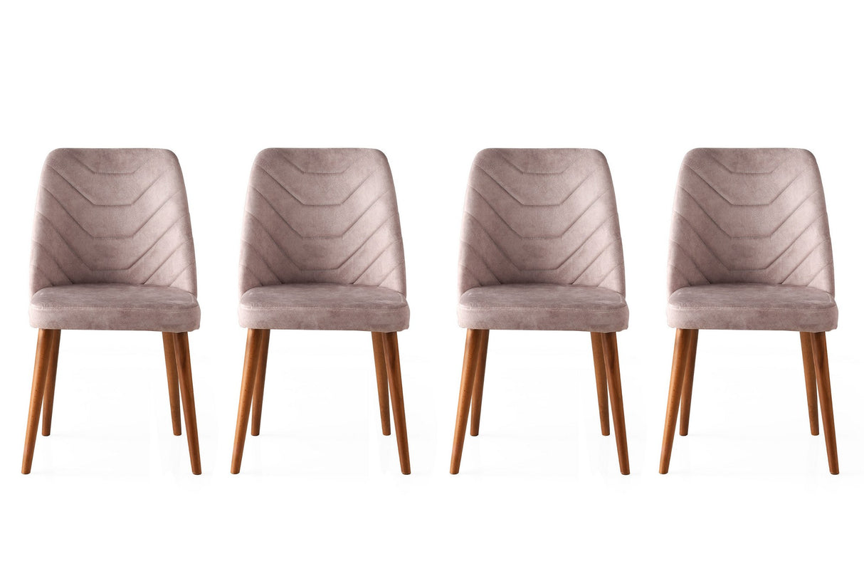 Set 4 scaune Dallas 555 V4, Nuc - Bej, 50x49x90 cm