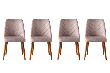 Set 4 scaune Dallas 555 V4, Nuc - Bej, 50x49x90 cm
