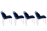 Set 4 scaune Dore 182 V4, Albastru închis - Alb, 54x55x86 cm