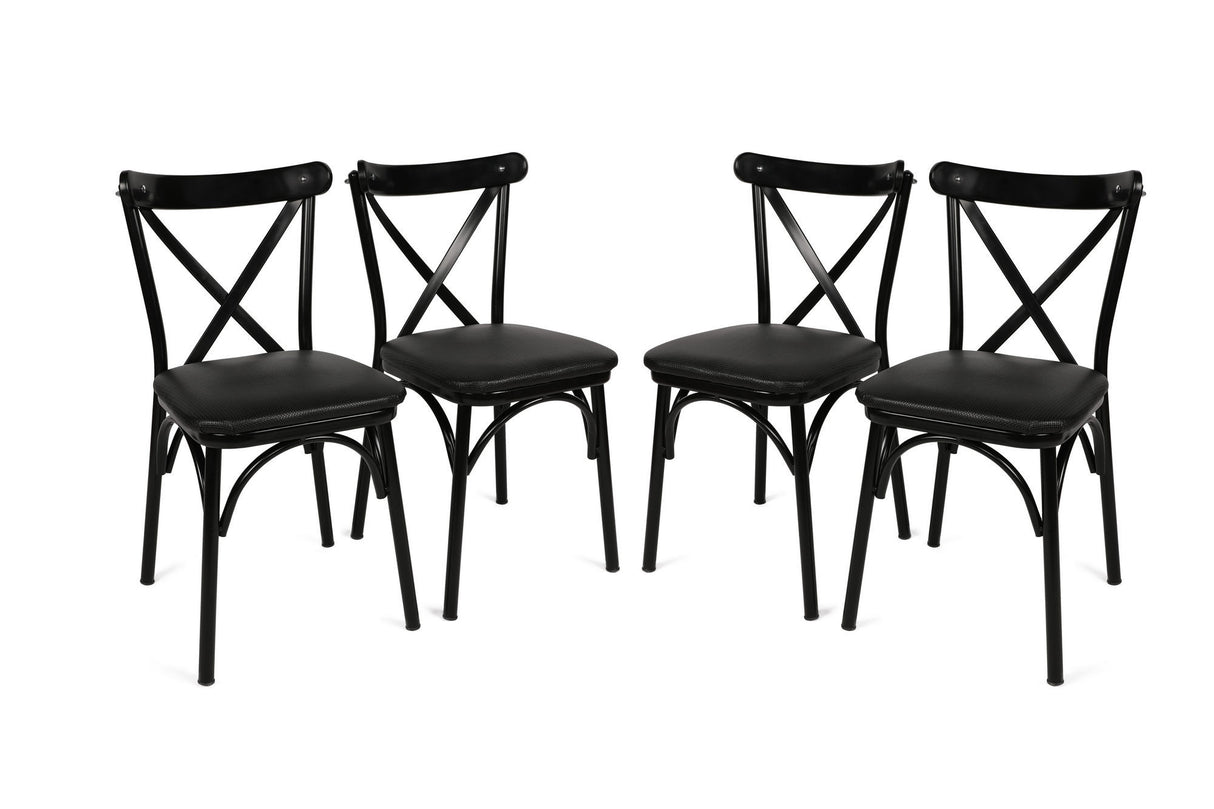 Set 4 scaune Ekol 1331 V4, Negru, 42x40x81 cm