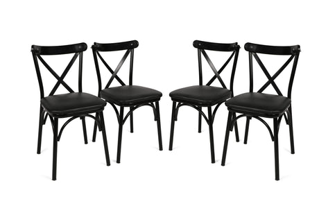Set 4 scaune Ekol 1331 V4, Negru, 42x40x81 cm