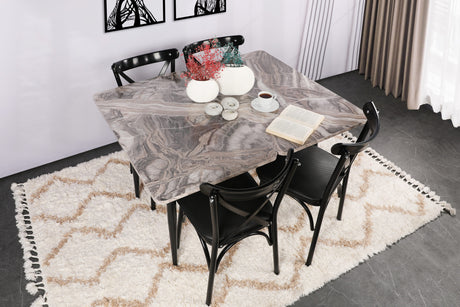 Set 4 scaune Ekol 1331 V4, Negru, 42x40x81 cm