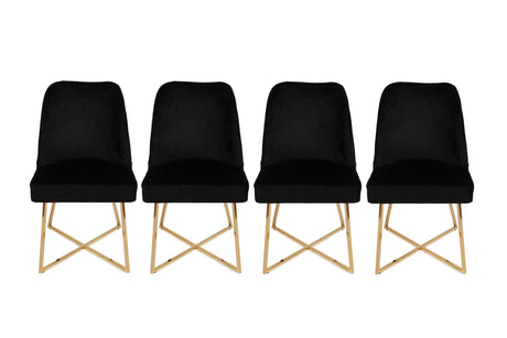 Set 4 scaune Madrid 911 V4, Auriu - Negru, 50x49x90 cm