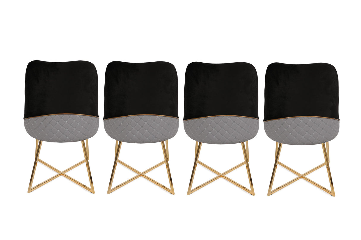 Set 4 scaune Madrid 911 V4, Auriu - Negru, 50x49x90 cm