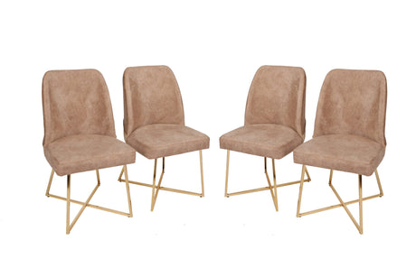 Set 4 scaune Madrid 913 V4, Auriu - Maro, 50x49x90 cm