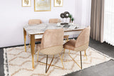 Set 4 scaune Madrid 913 V4, Auriu - Maro, 50x49x90 cm