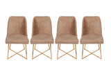 Set 4 scaune Madrid 913 V4, Auriu - Maro, 50x49x90 cm