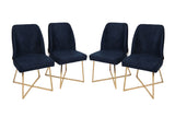 Set 4 scaune Madrid 908 V4, Auriu - Albastru închis, 50x49x90 cm