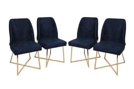 Set 4 scaune Madrid 908 V4, Auriu - Albastru închis, 50x49x90 cm