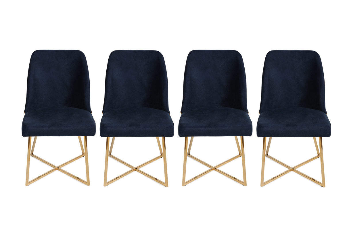 Set 4 scaune Madrid 908 V4, Auriu - Albastru închis, 50x49x90 cm