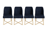 Set 4 scaune Madrid 908 V4, Auriu - Albastru închis, 50x49x90 cm