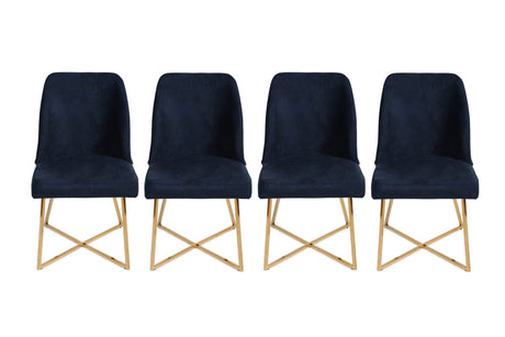 Set 4 scaune Madrid 908 V4, Auriu - Albastru închis, 50x49x90 cm