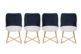 Set 4 scaune Madrid 908 V4, Auriu - Albastru închis, 50x49x90 cm