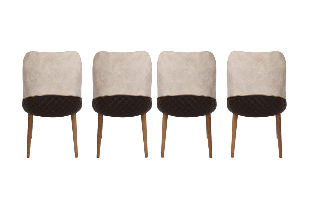 Set 4 scaune Nova 071 V4, Crem - Nuc, 50x49x90 cm