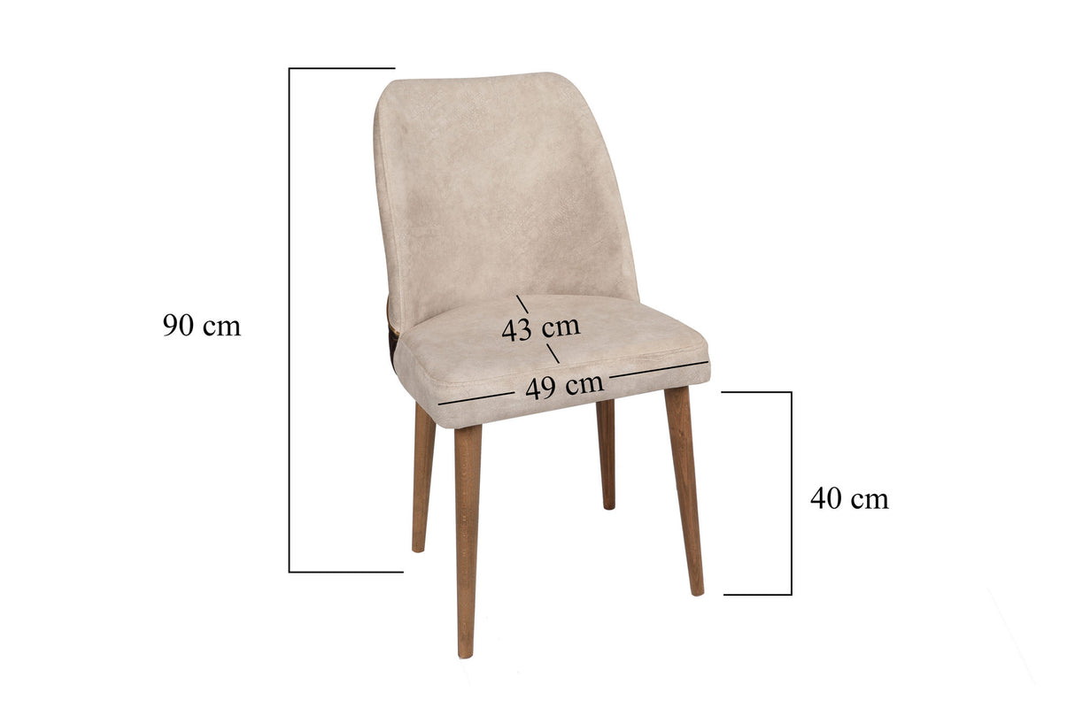 Set 4 scaune Nova 071 V4, Crem - Nuc, 50x49x90 cm
