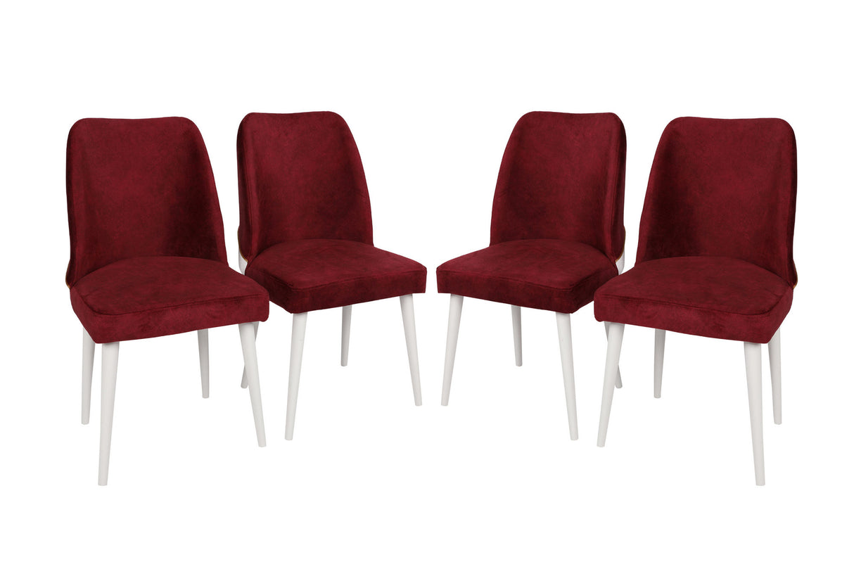 Set 4 scaune Nova 081 V4, Bordo - Alb, 50x49x90 cm